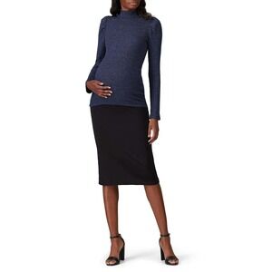 Rachel Pally Navy Sparkle Metallic Rib Ada Maternity Sweater Size M